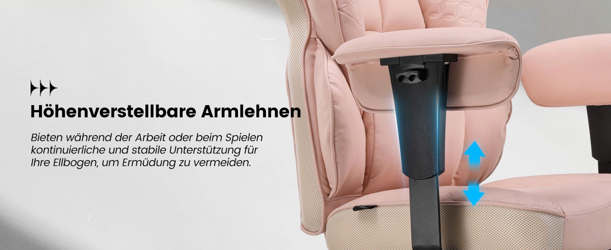 COMHOMA Gaming Stuhl, ergonomischer Bürostuhl, Schreibtischstuhl mit verstellbare Armlehnen, Taschenfederkern-Lendenwirbelstütze 150 kg, rosa