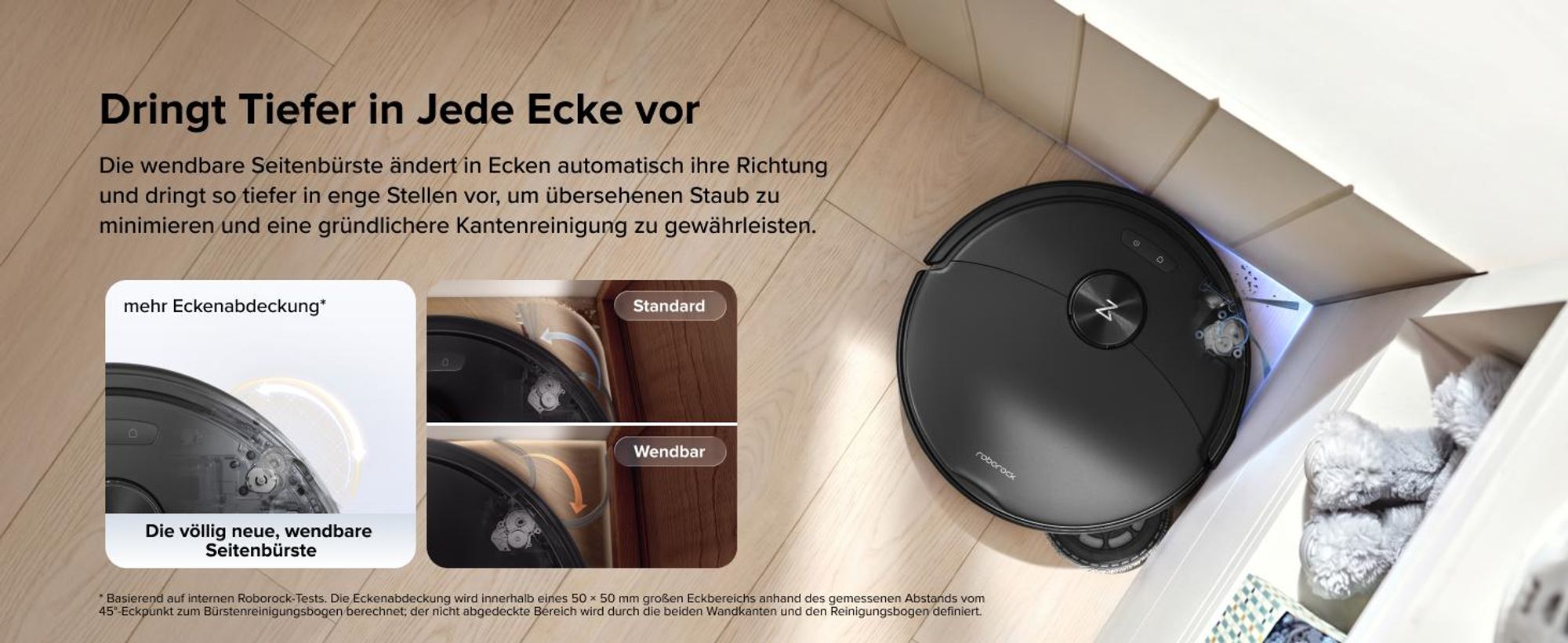 roborock Qrevo 2 Pro Set Saugroboter, 25.000 Pa Saugkraft, Anti-Tangle-System, 75°C Heißwasser-Moppwäsche, FlexiArm-Kantenwischsystem, Schwarz