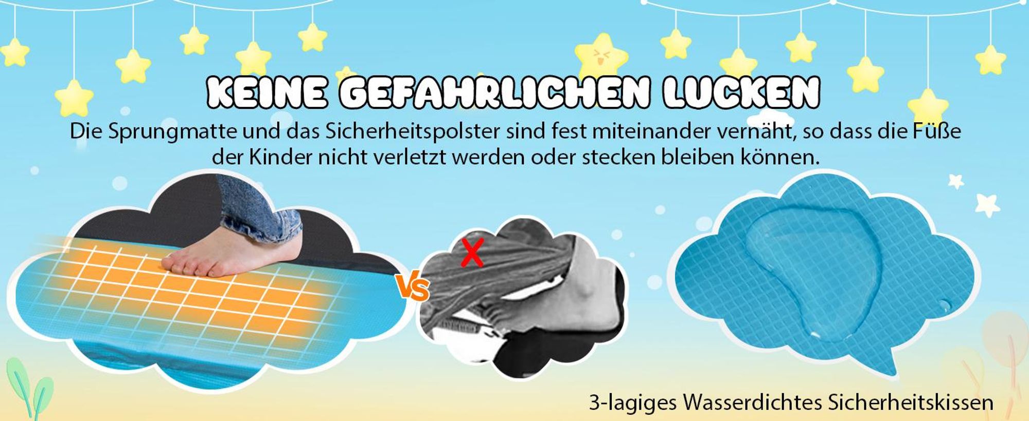 COSTWAY 3 in 1 Kindertrampolin, Gartentrampolin rechteckig mit Schaukel, Reckstange, Fitness Trampolin mit Sicherheitsnetz & Randabdeckung, Indoor-/Outdoortrampolin 190 x 124 x 172 cm Blau + Orange