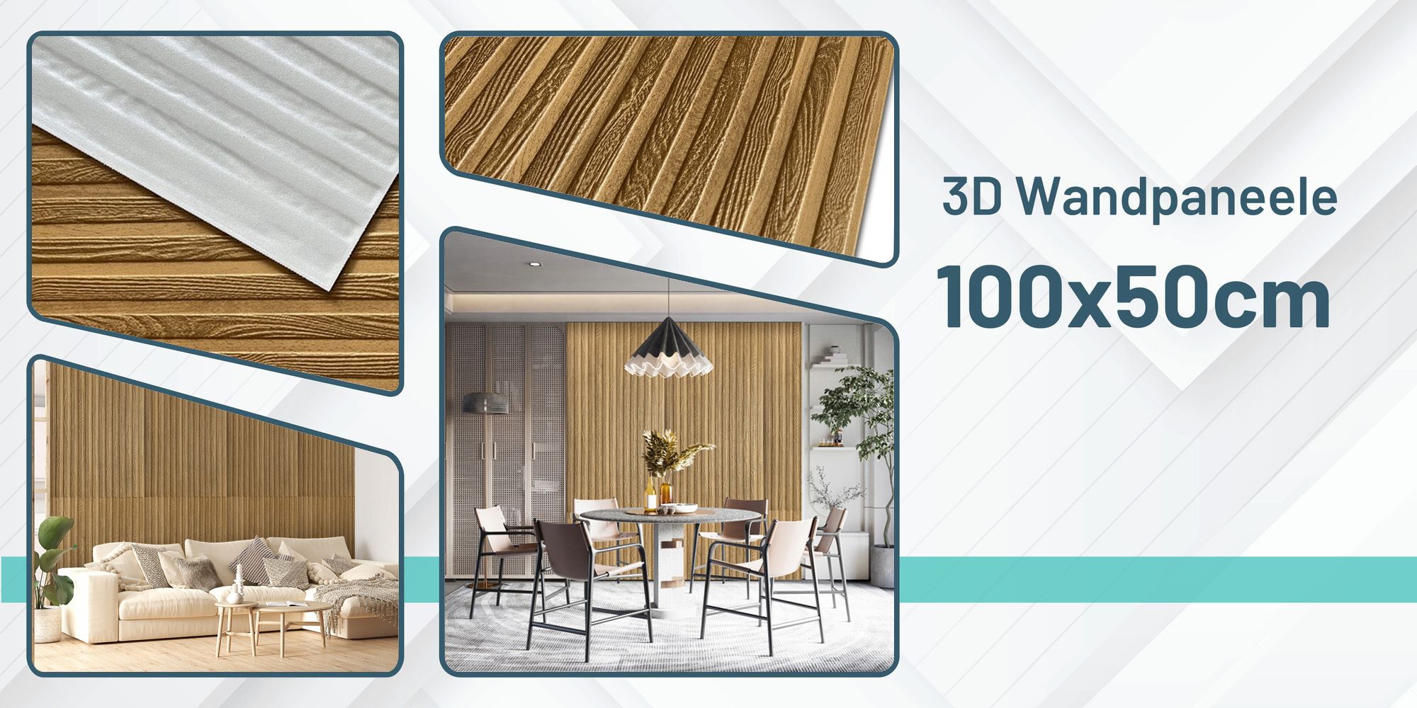 DECCART | 3D Deckenplatten | Wandpaneele | Lamellen 05 gold | 100x50cm | 0,5m2