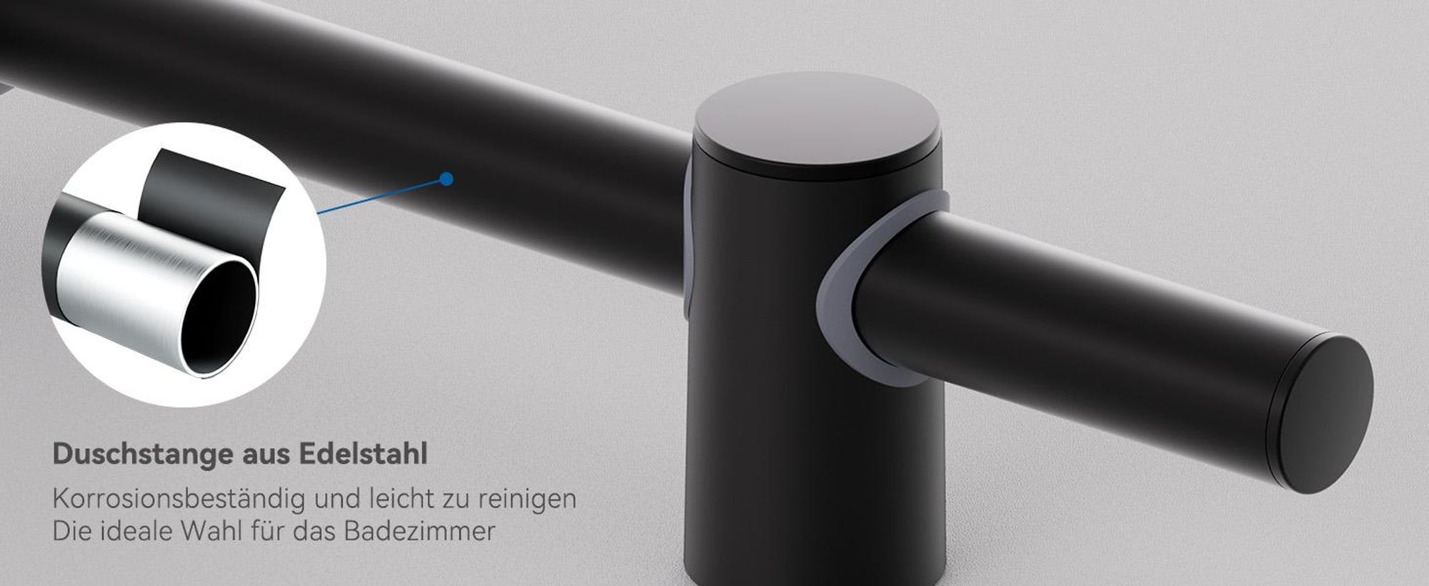 Auralum Duschstange 70cm, Brausestange mit Duschhalterung, Höhenverstellbar & 360° Drehbar, Edelstahl mit Variable Wandbefestigungen,Schwarz