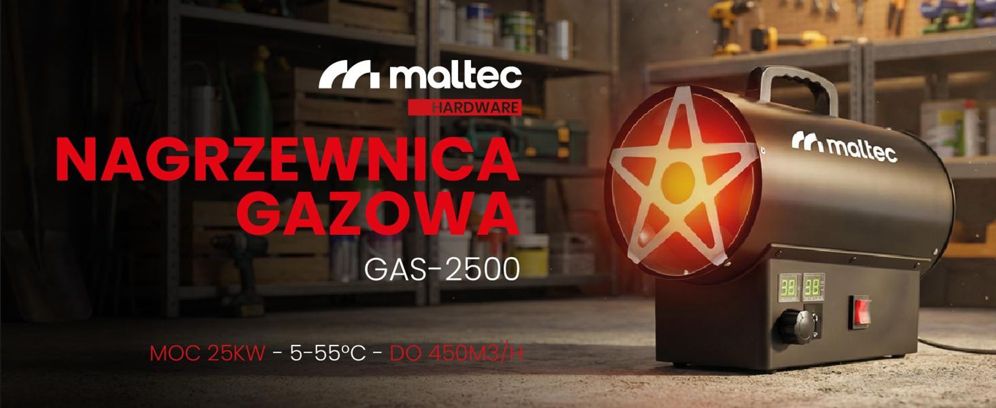 Mocna nagrzewnica gazowa z z termostatem i reduktorem ciśnienia