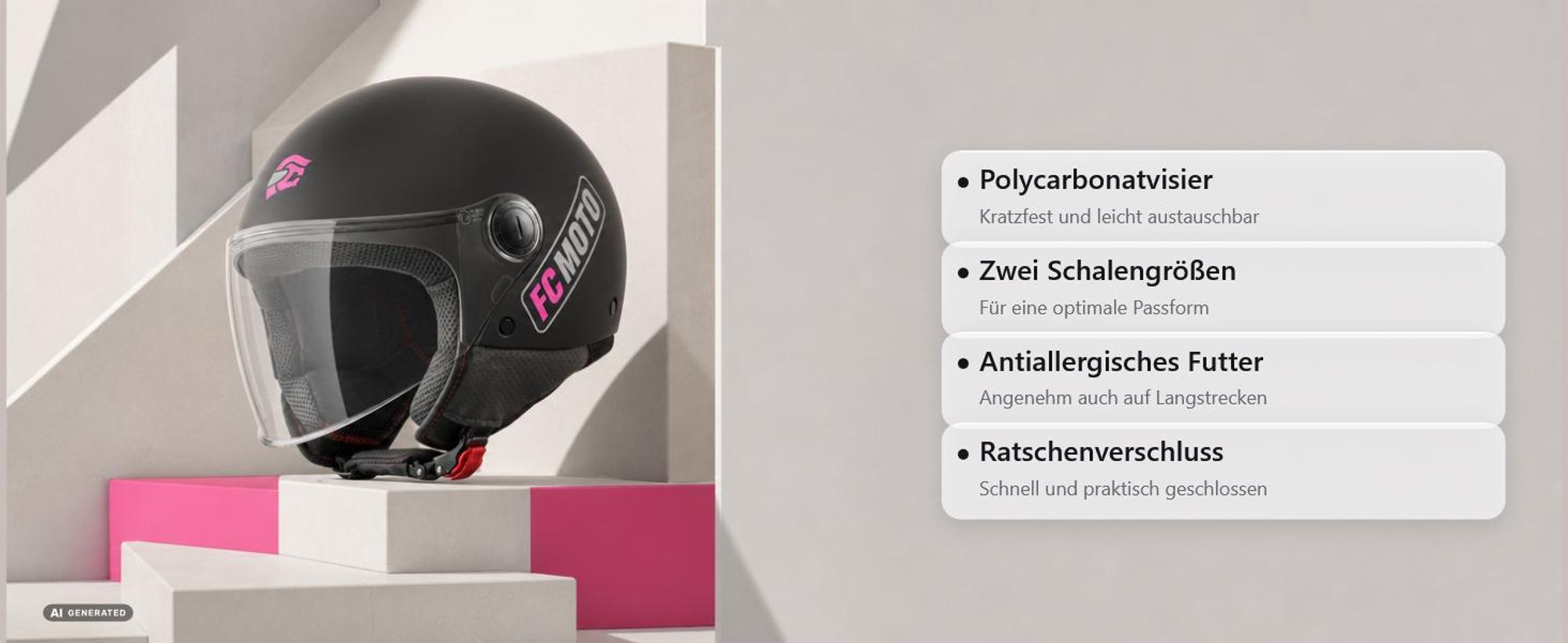 FC-Moto Square-RS Jethelm, schwarz matt/blau, L