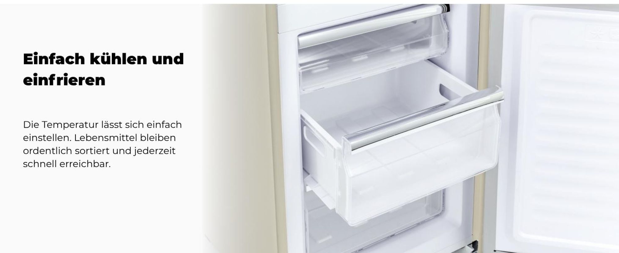 Exquisit Retrokühlschrank RKGC250-70-H-160E magnolienweiss | Standgerät | 244 l Volumen | magnolienweiß