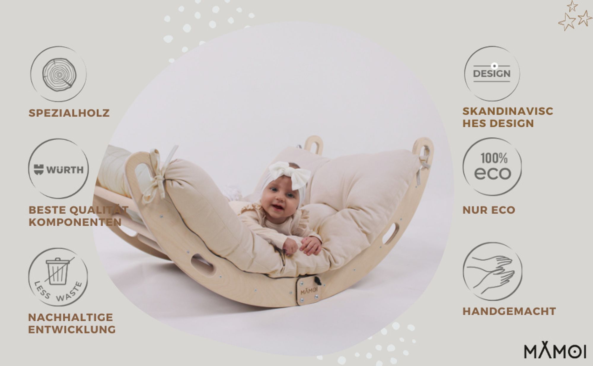 MAMOI® Kletterbogen, Kletterdreieck, Baby klettern, Regenbogenwippe aus holz, Holzbogen für Kinder, Spielplatz, Klettergerüst indoor ab 1 jahr 2/3 jah