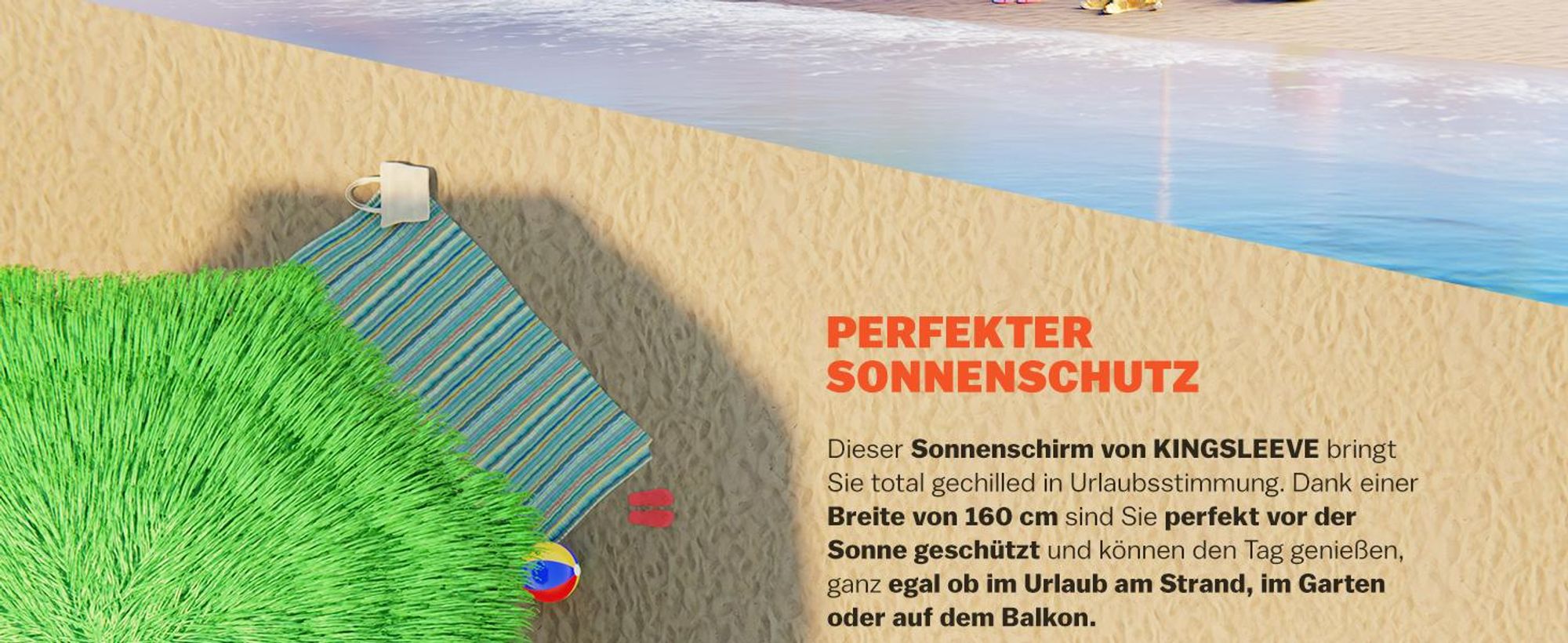 KINGSLEEVE® Sonnenschirm Hawaii Ø160cm Neigbar Höhenverstellbar UV Schutz 30+ Groß Rund Balkon Strand Strohschirm Strandschirm Bast Hawaiischirm Grün