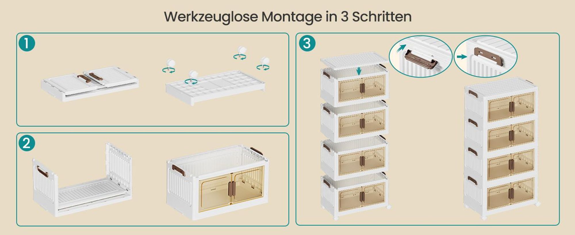 SONGMICS Aufbewahrungsboxen mit Deckel, Organizer auf Rollen, 180 L