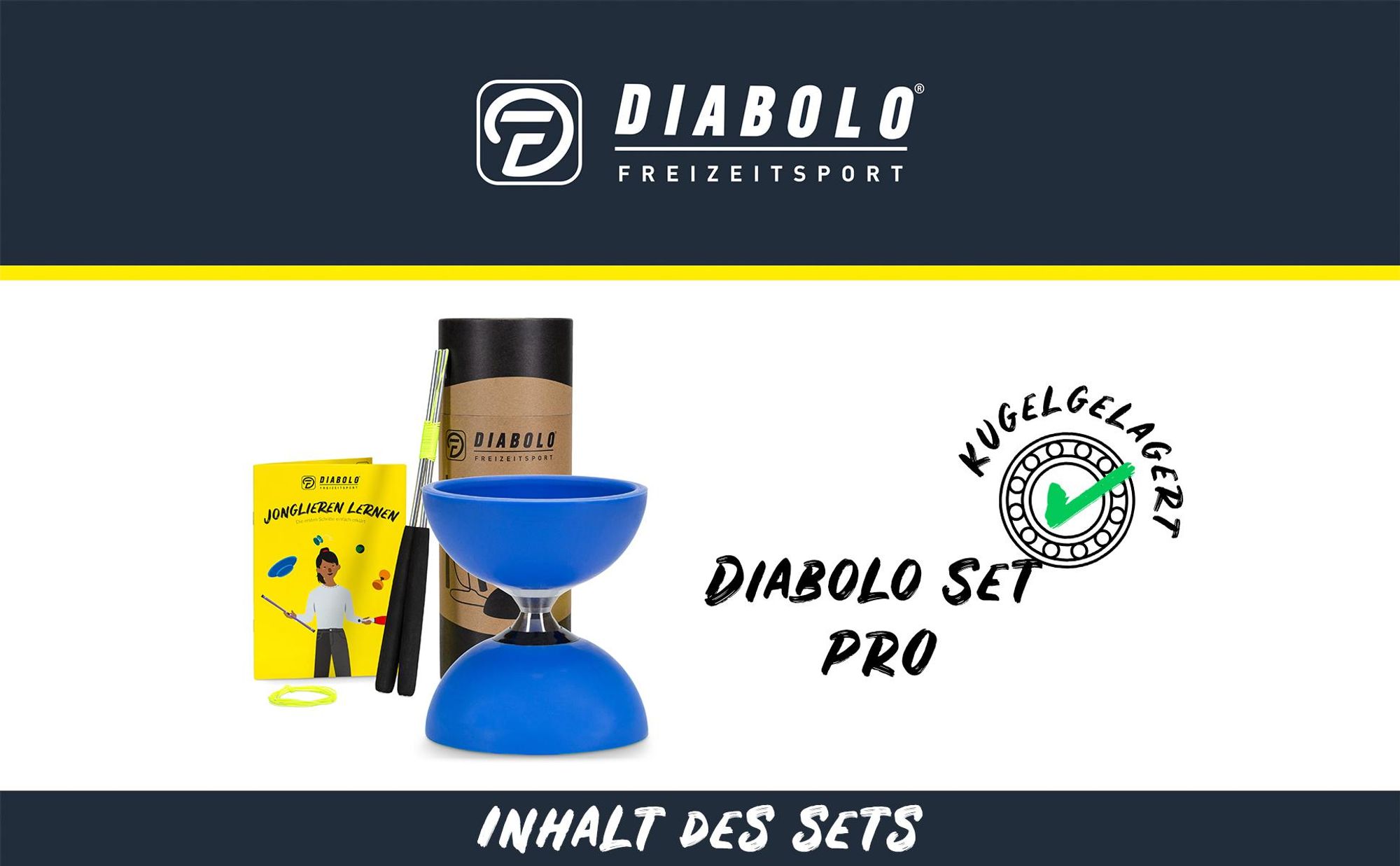 Diabolo Freizeit  Satz mit Kugellagerachse | kugelgelagerter LED in Blau  Farbe |Set mit robuster Konstruktion für Anfänger und Fortgeschrittene |