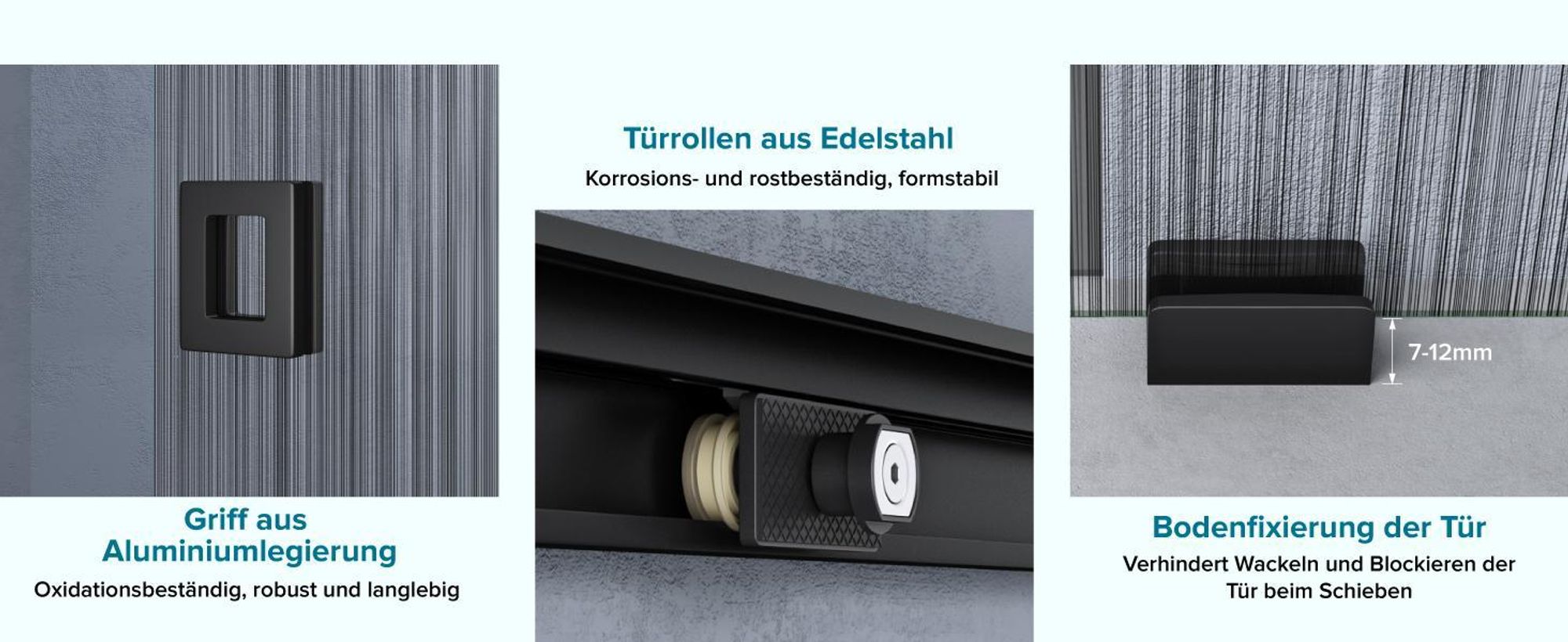 doporro Glasschiebetür Komplettset Softclose 102,5 x 205 cm Schiebetür mit Sicherheitsfolie 8mm ESG-Sicherheitsglas Zimmertür Glas Schwarz gebürstet Muranino-001