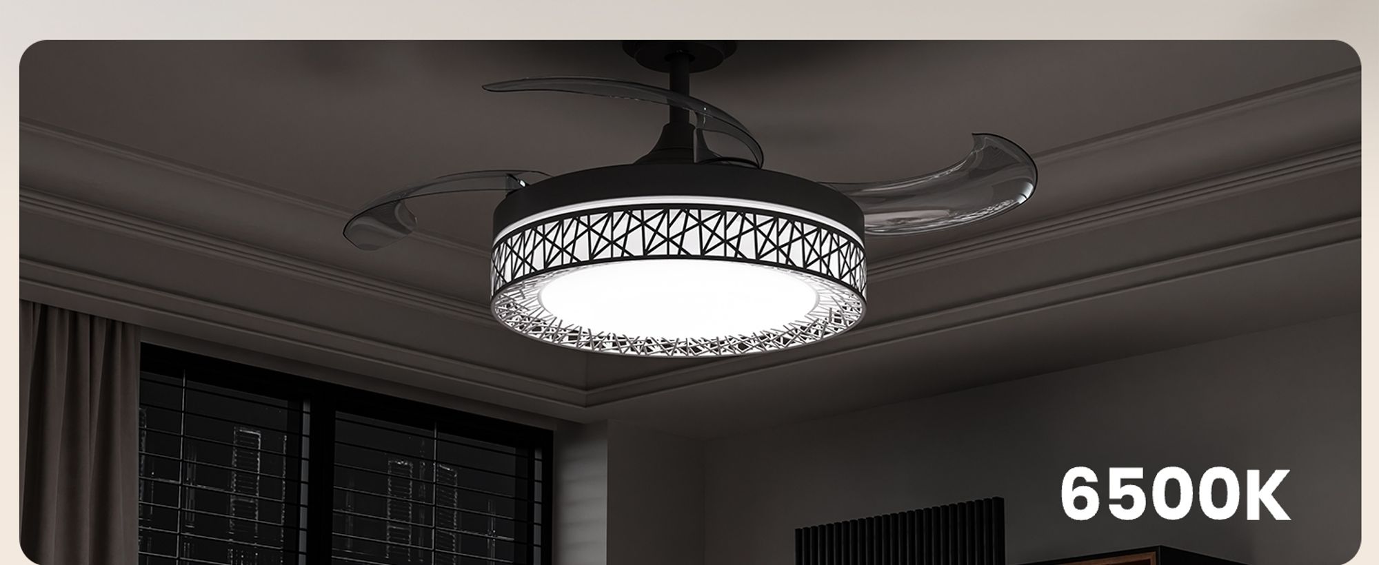 Heilmetz Deckenventilator mit Beleuchtung Ø 108 cm, Dimmbar, 6 Geschwindigkeiten, 3 Lichtfarben mit Fernbedienung & Timer, Schwarz
