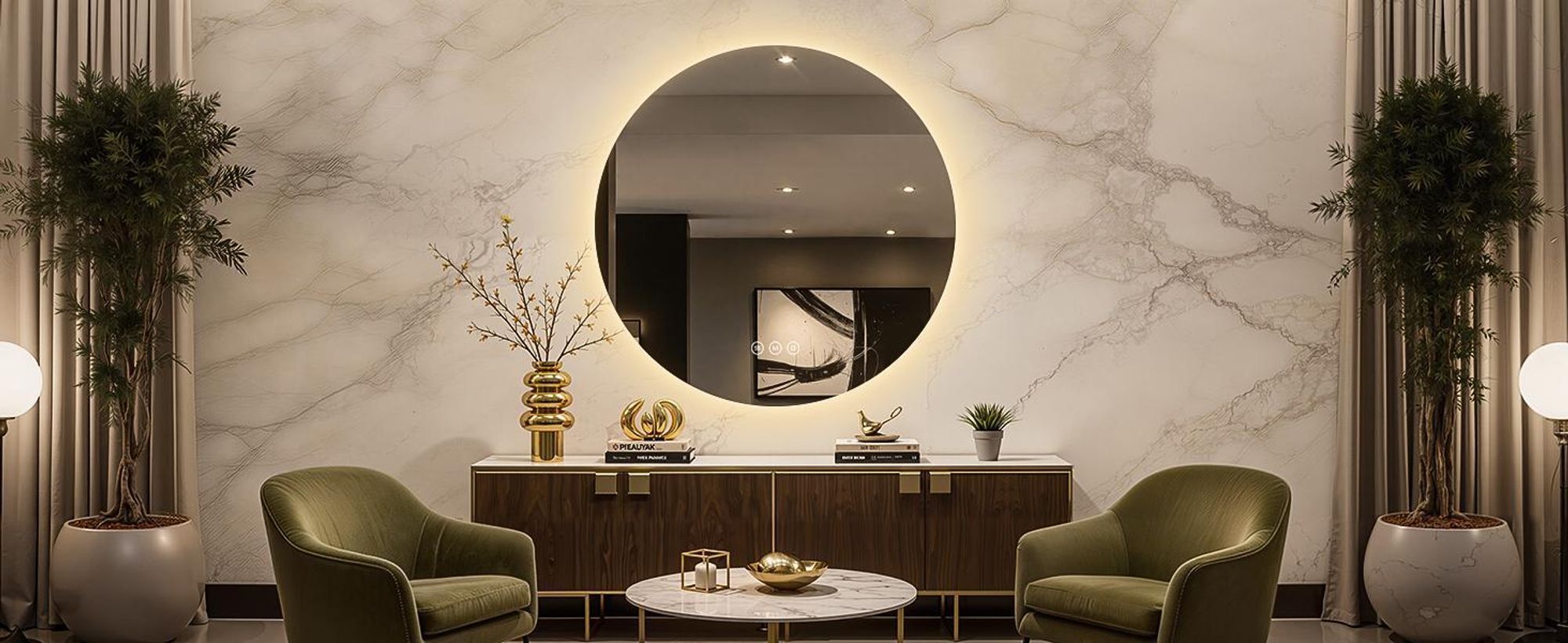 Miroir de salle de bain avec éclairage, rond, 80 cm, miroir LED S'AFIELINA, intensité réglable, 3 couleurs de lumière, anti-buée,tactile, fonction de mémorisation, IP65, étanche pour la salle de bain