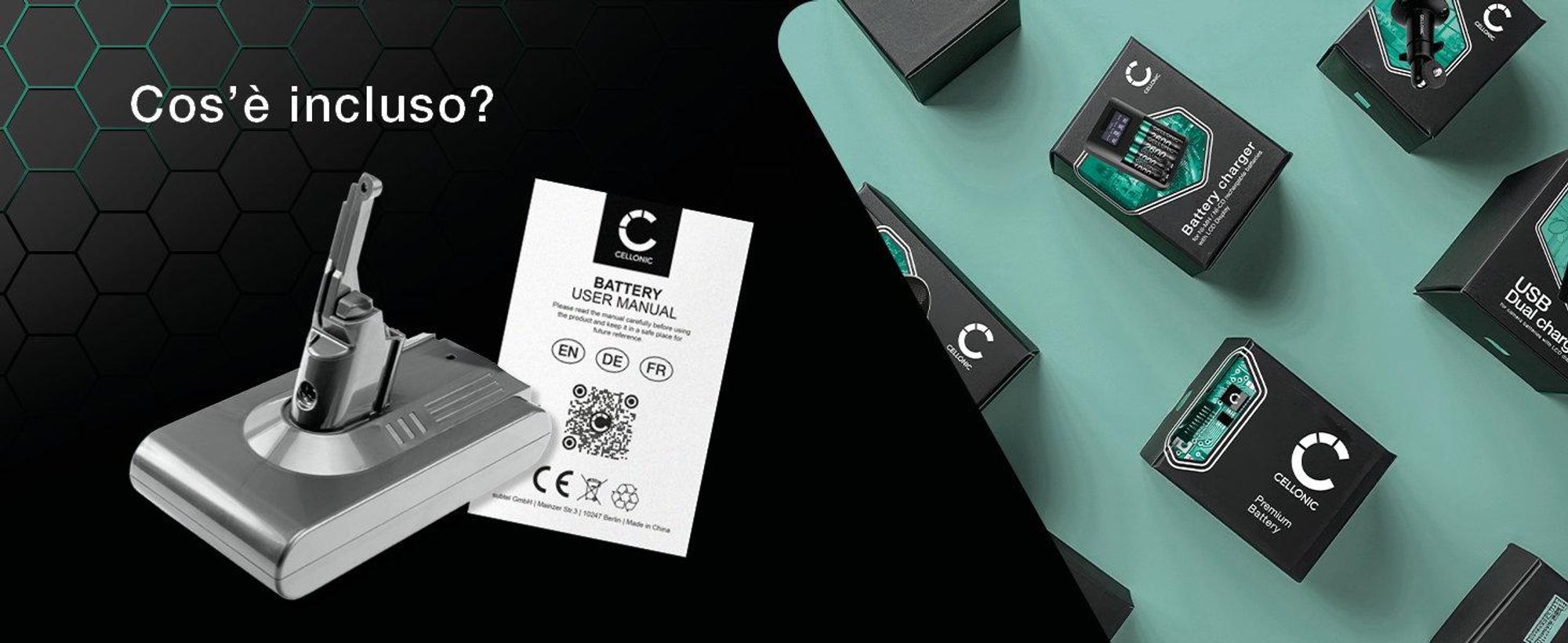 CELLONIC 1x Batteria per Aspirapolvere Compatibile con Dyson V8 Absolute plus, V8 Carbon Fiber vacuum, V8 , V6 – (3000mAh, 21.6V)