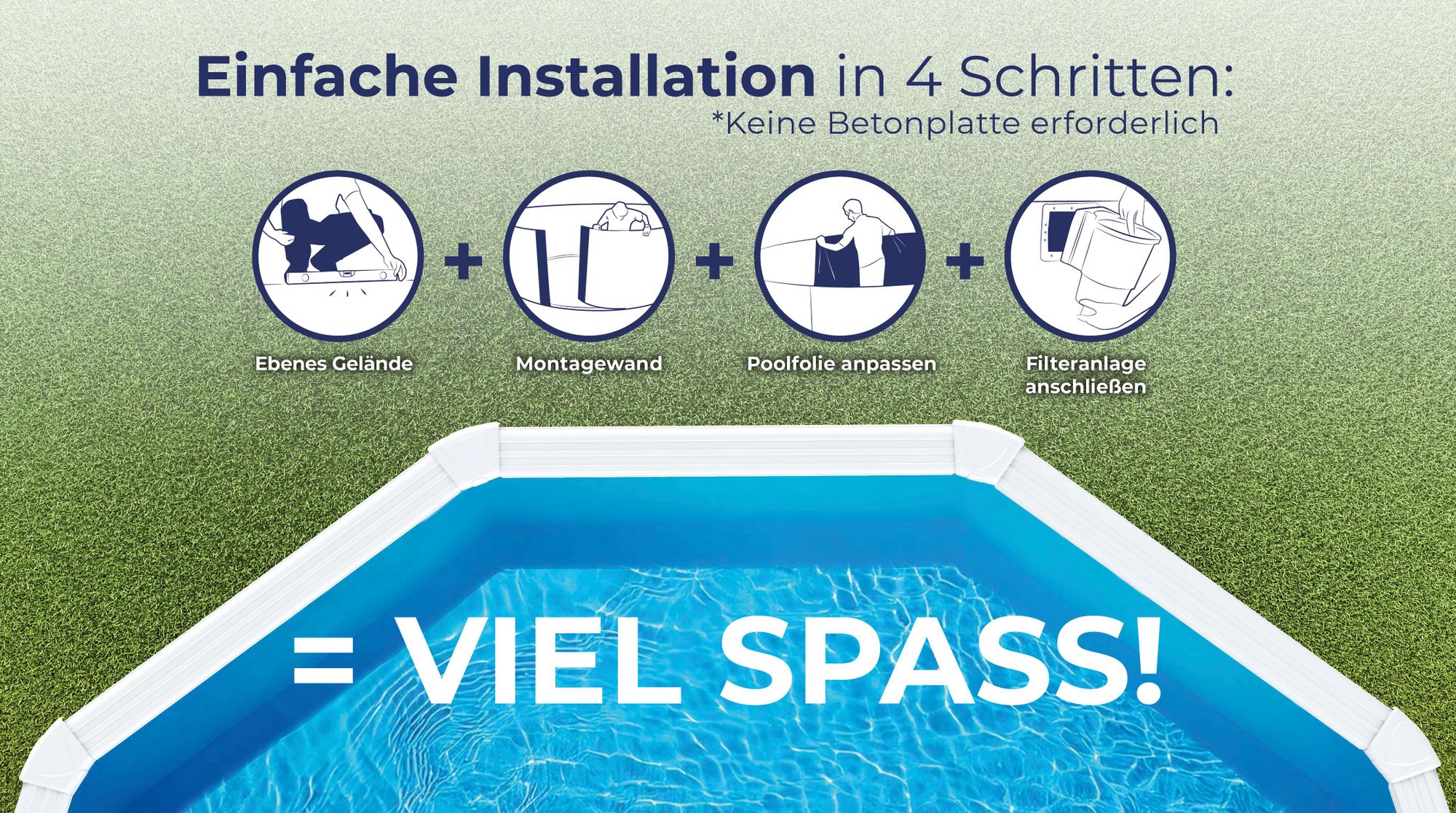 GRE Runder Stahlwandpool in Weiß KITPR558 – Ø 550 x 132 cm, Komplettset + GRATIS Elektrischer Poolreiniger VCB50