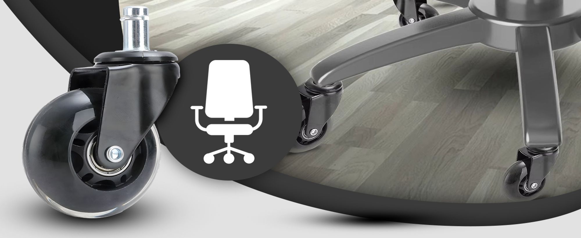 5er Bürostuhlrollen für Teppich- Parkettböden, Weichboden und Hartboden, Bürostuhl Rollen, Ersatzrollen, Ersatz Bürostuhlrollen Set, 75mm 360° Retoo