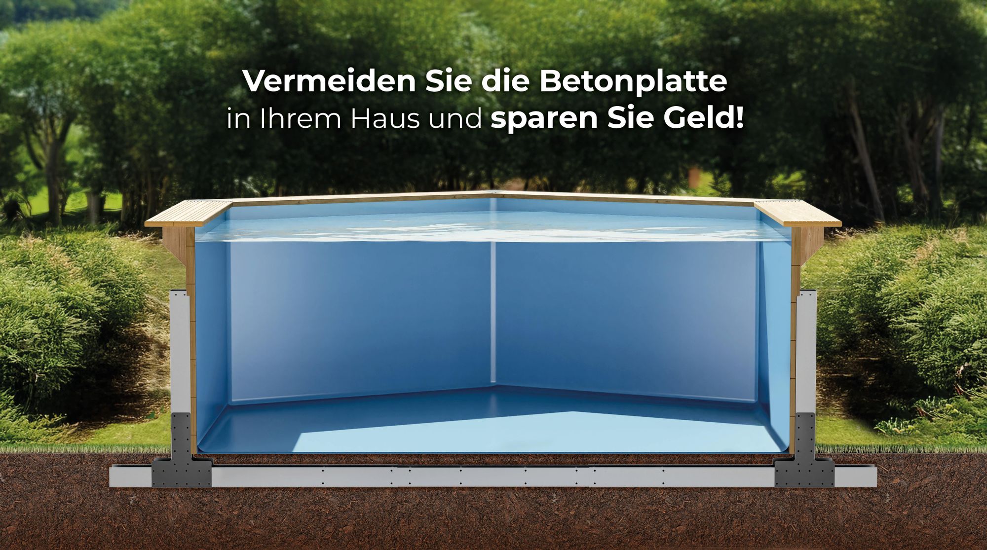 GRE Holzbecken oval Modell Macadamia 632 x 335 x 130 cm, Komplettset + GRATIS Sommer- und Winterabdeckung