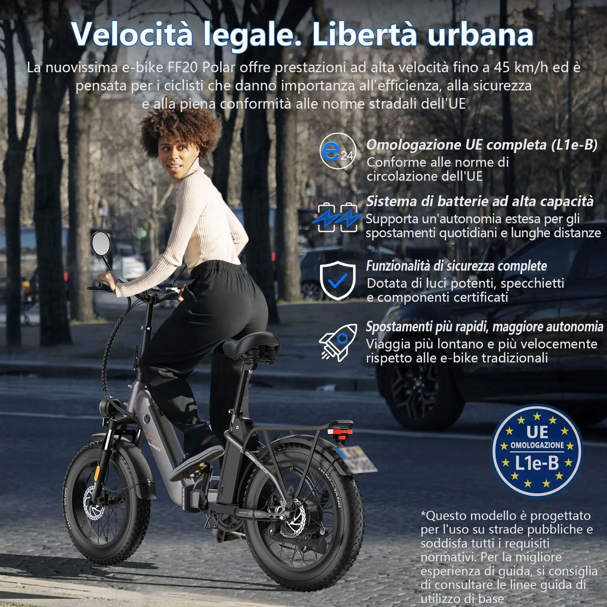Bicicletta Elettrica FAFREES FF20 Polar - Batteria 48V12*2AH 20 Pollici Pneumatico Freno A Disco Idraulico - Grigio Blu