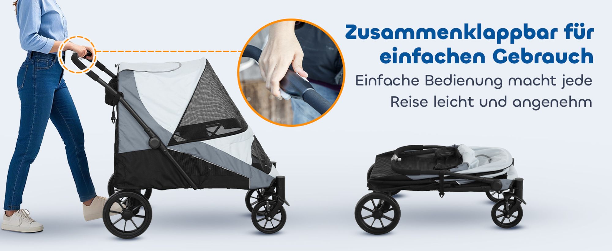 PawHut Hundewagen Hundebuggy klappbar für mittelgroße Hunde & Katzen bis 25 kg