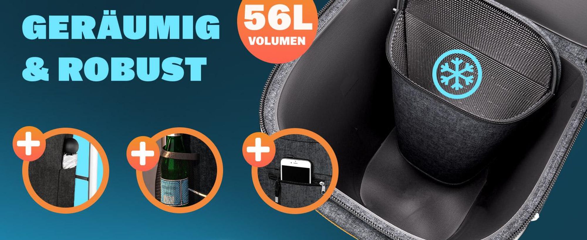 MONZANA® 3in1 Einkaufstrolley 56L bis 50 kg klappbar abnehmbare Tasche 6 Rollen Tragegurt Treppensteiger Einkaufswagen Einkaufshilfe Trolley Grau Meliert