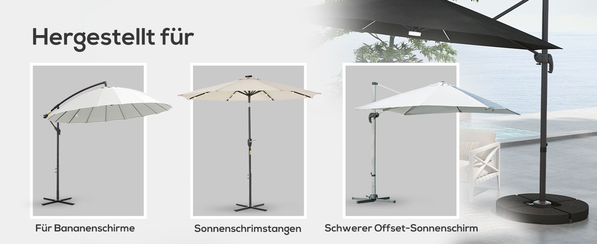 Outsunny Schirmgewicht 4-tlg. Schirmständer mit  Wasser oder Sand befüllbar
