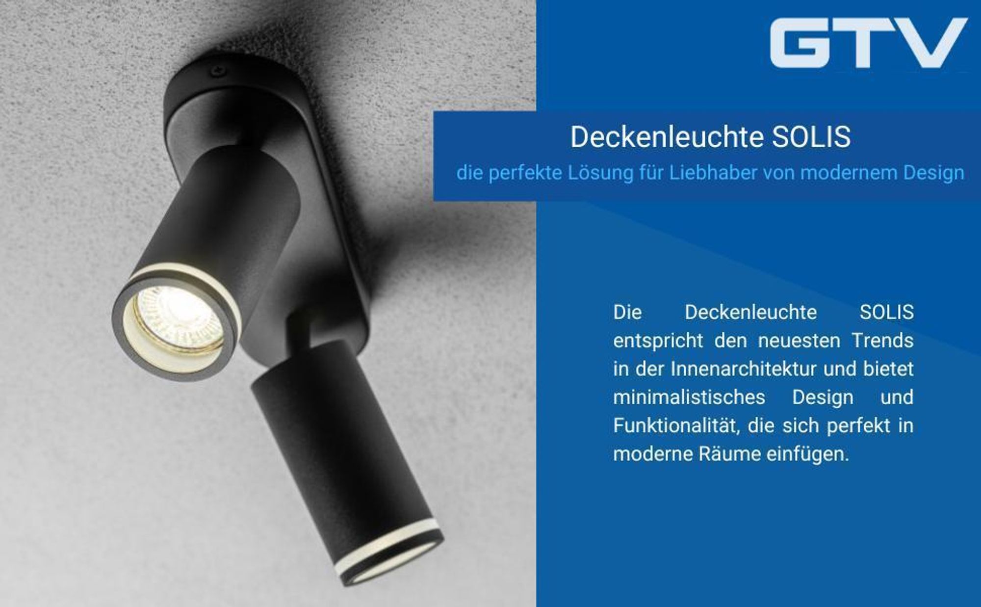 GTV - Leuchte für 1-phasige Sammelschiene, SOLIS 2, 55x210mm, GU10, max. 20W,max. 250V, 50/60Hz, IP20, schwarz