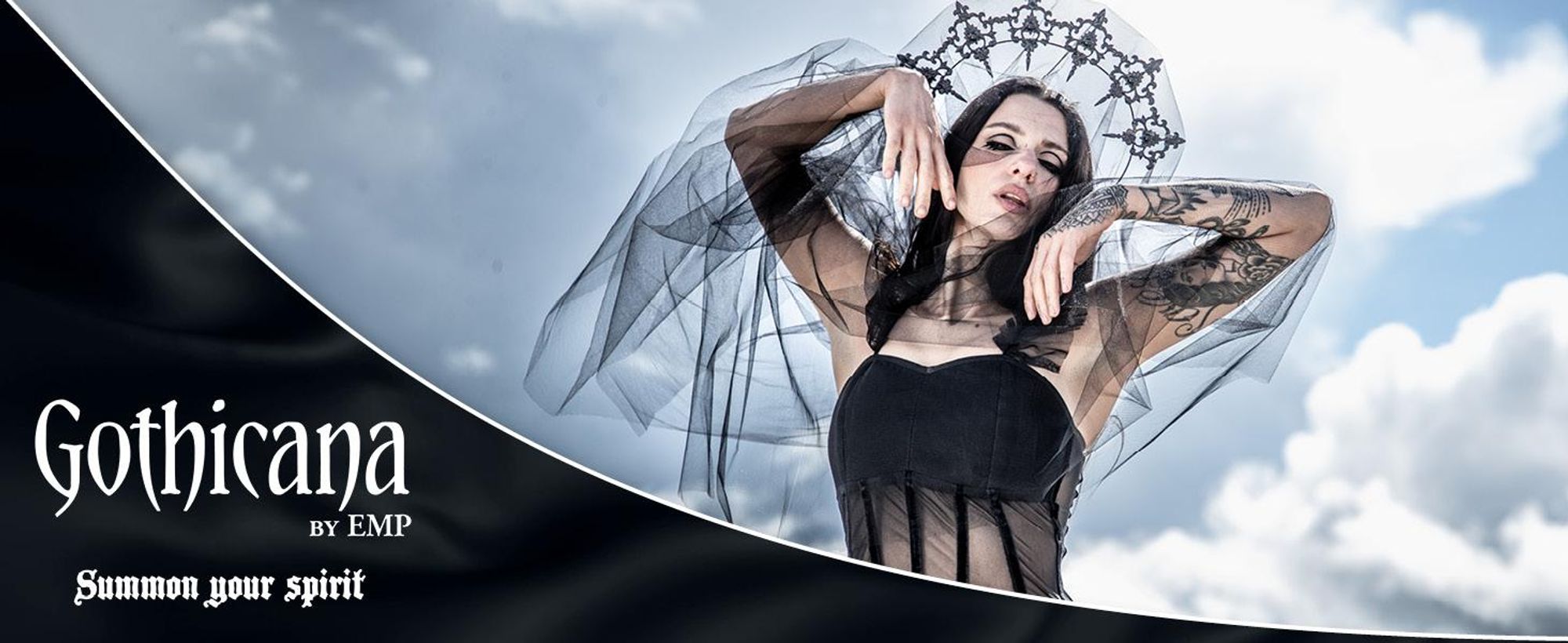 Gothicana by EMP Damen schwarze Netzhandschuhe fingerlos mit Daumenloch - sehr elastisch Standard