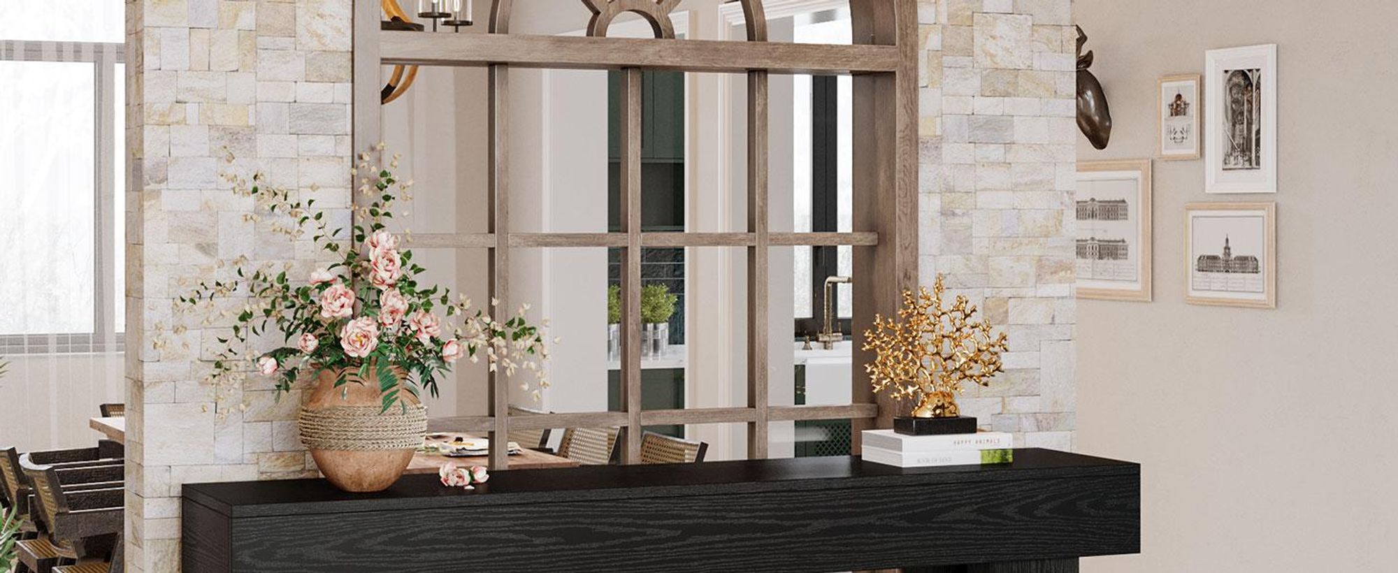 Tribesigns langer Konsolentisch, 160 cm Landhaus-Sofatisch aus Holz, schmaler Eingangstisch für Flur, Wohnzimmer, Eingangsbereich, Schwarz