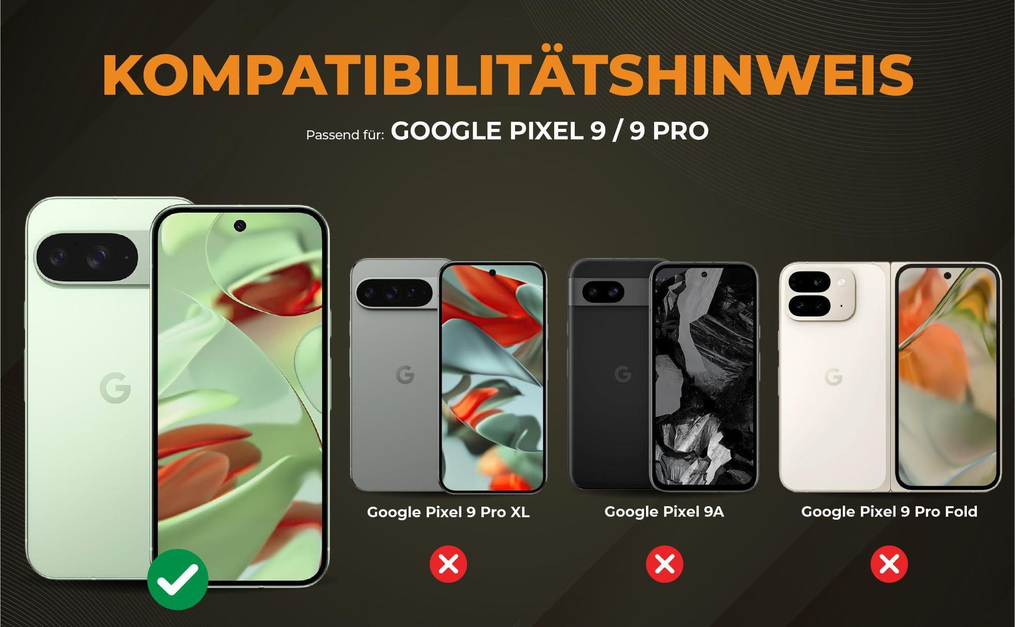 Kompatibilitätshinweise Hülle für Google Pixel 9 / 9 Pro