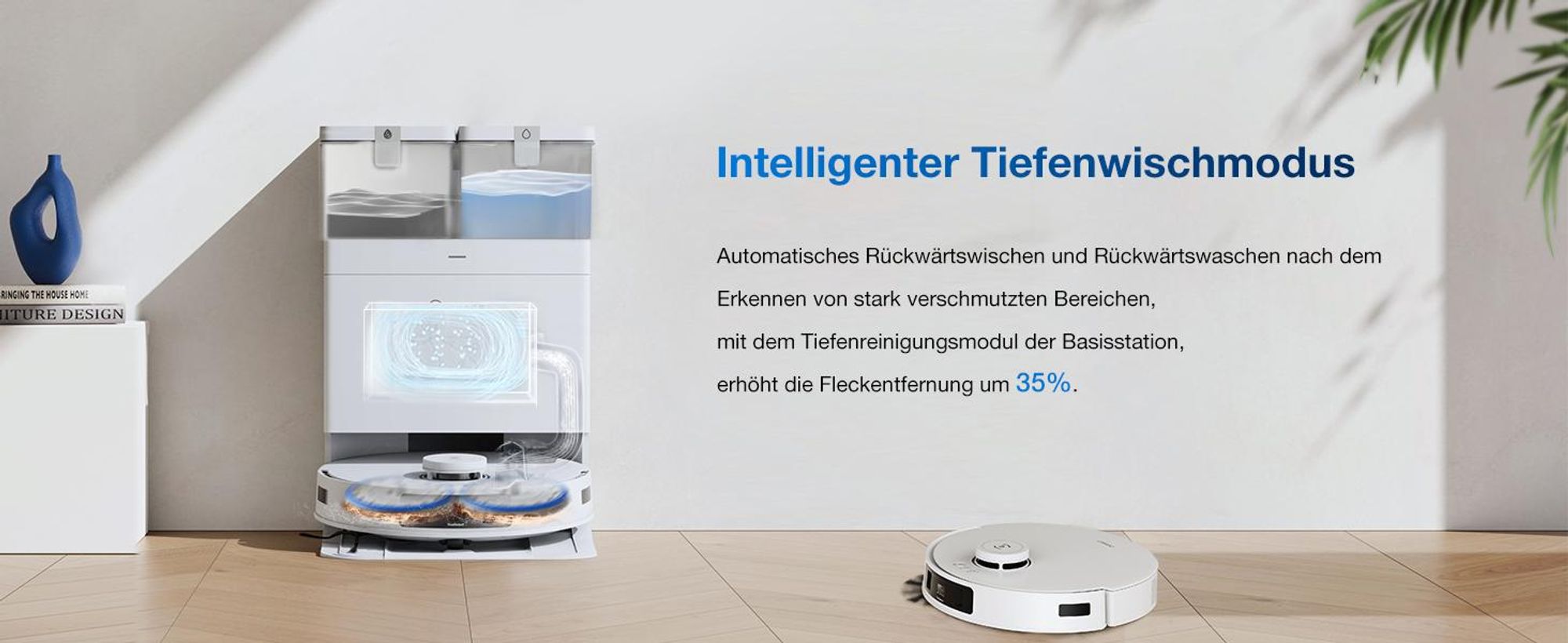 ECOVACS Saugroboter DEEBOT T30C PRO Omni Gen 2, Staubsauger Roboter mit Wischfunktion, 70°C Heißwasser-Moppwäsche, 15400Pa Wischroboter Weiß