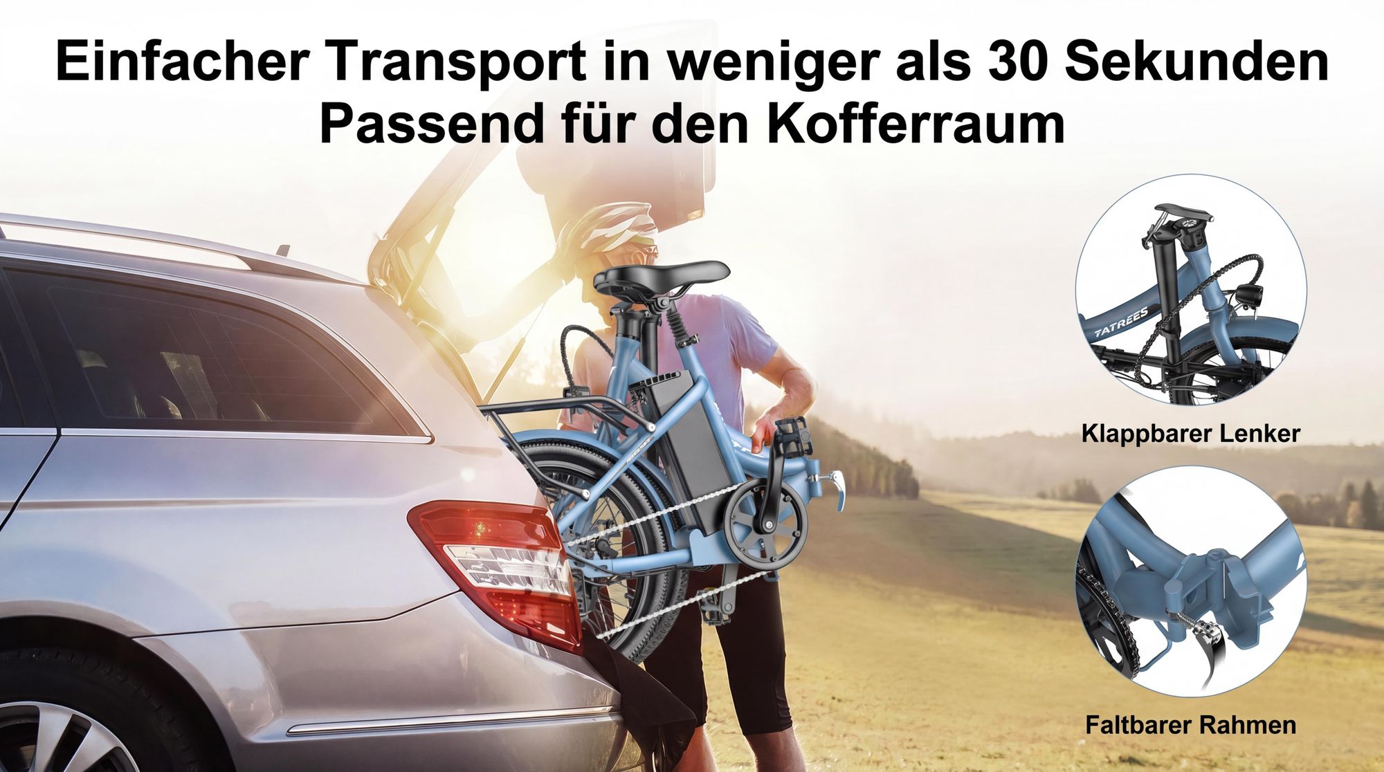 Pedelec 20 zoll 155 - 195 cm E-Bike 36 V 16,75 Ah 603 Wh bis zu 110 - 130 km Rostfreie Aluminiumlegierung mit 7 Gang, Blau