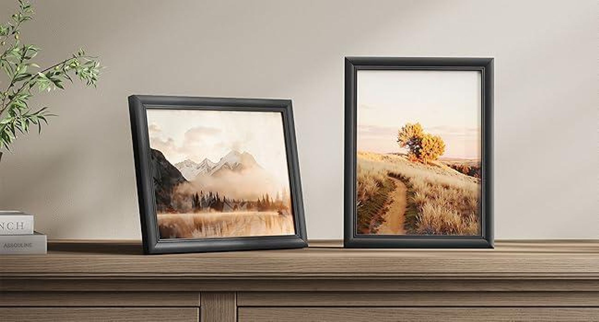 WOLTU 3er-Set Bilderrahmen Artos Stil Holz Rahmen Fotogalerie Glasscheibe, Schwarz, 15x20 cm