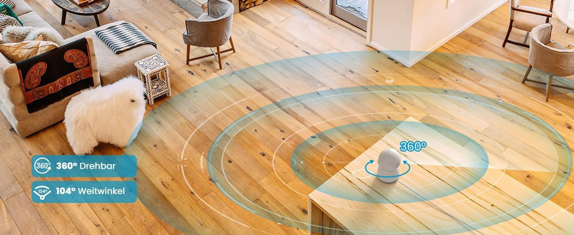 Überwachungskamera 4 Stück, Schwenkbar 360°, WLAN 2.4/5GHz, KI Personenerkennung, Auto-Tracking, Indoor für Baby, Kinder, Haustiere, 15M Nachtsicht