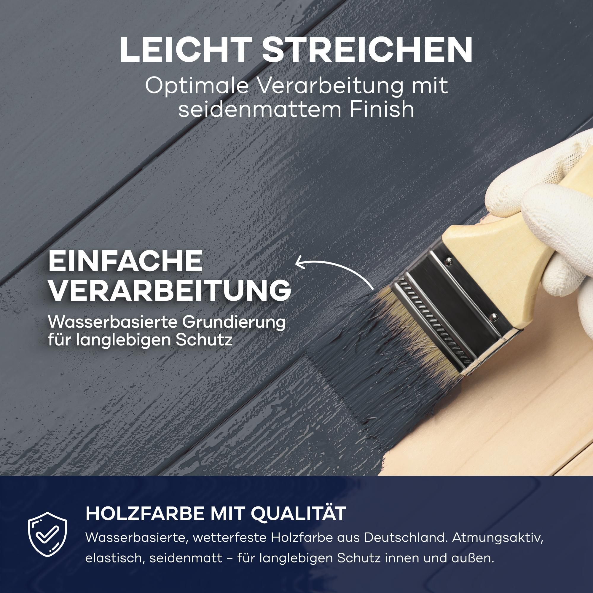 Plid Holzfarbe Anthrazitgrau 5l + Pinselset 3-tlg. / Innen & Außen - Wetterschutzfarbe Holzfarbe Außen - Dauerhafte Holzschutzfarbe - Holzlack