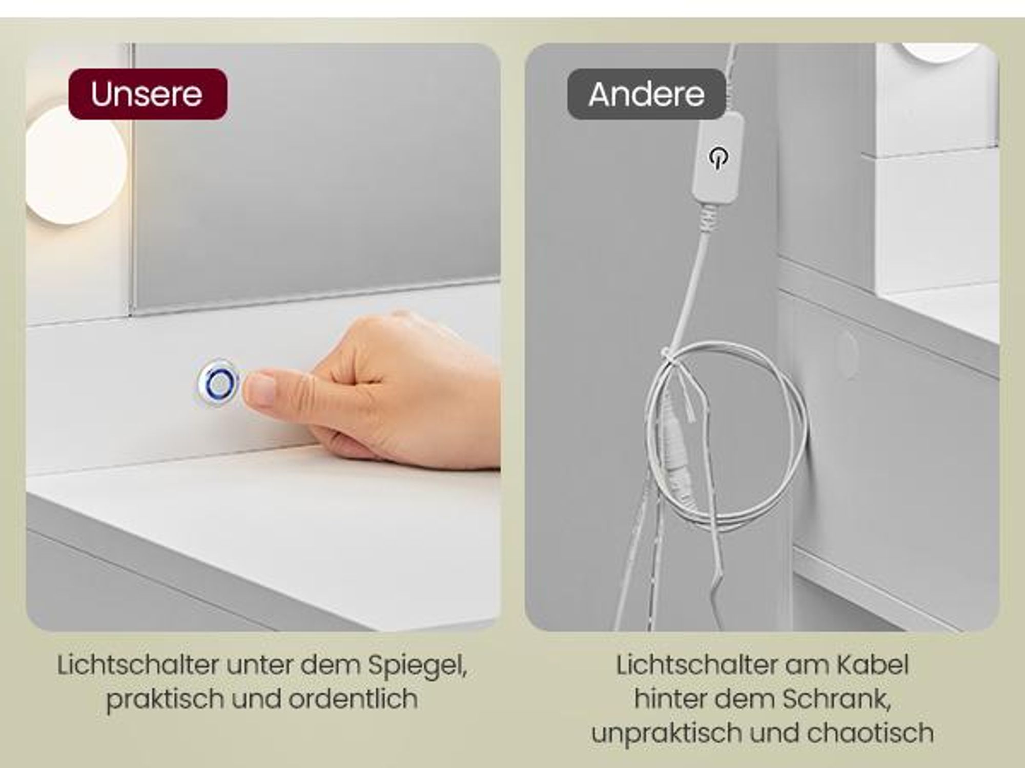 VASAGLE Schminktisch Frisiertisch mit Schubladen, Schmuckschrank, Steckdosenleiste,  LED-Beleuchtung