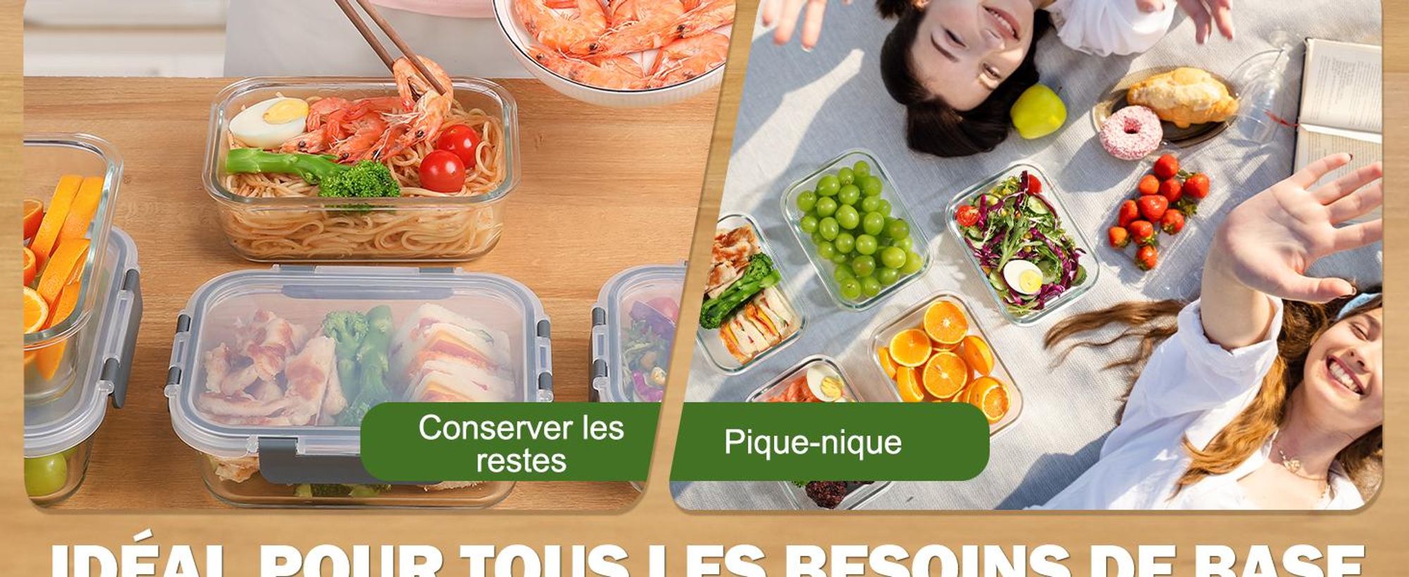 YASHE Boîtes en verre LN-12PCS-Pink, 12 pièces, 6,75 L