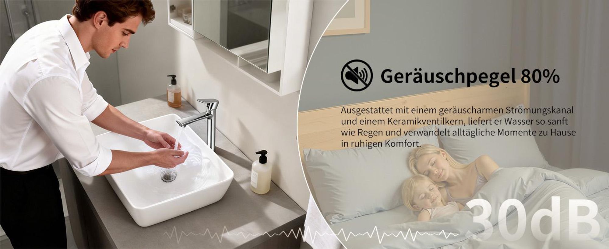 Homelody Chrom Wasserhahn Bad mit Universal Ablaufgarnitur Armatur Mischbatterie Waschbeckenarmatur mit Pop-Up Ventil Messing Überlauf Abflussgarnitur