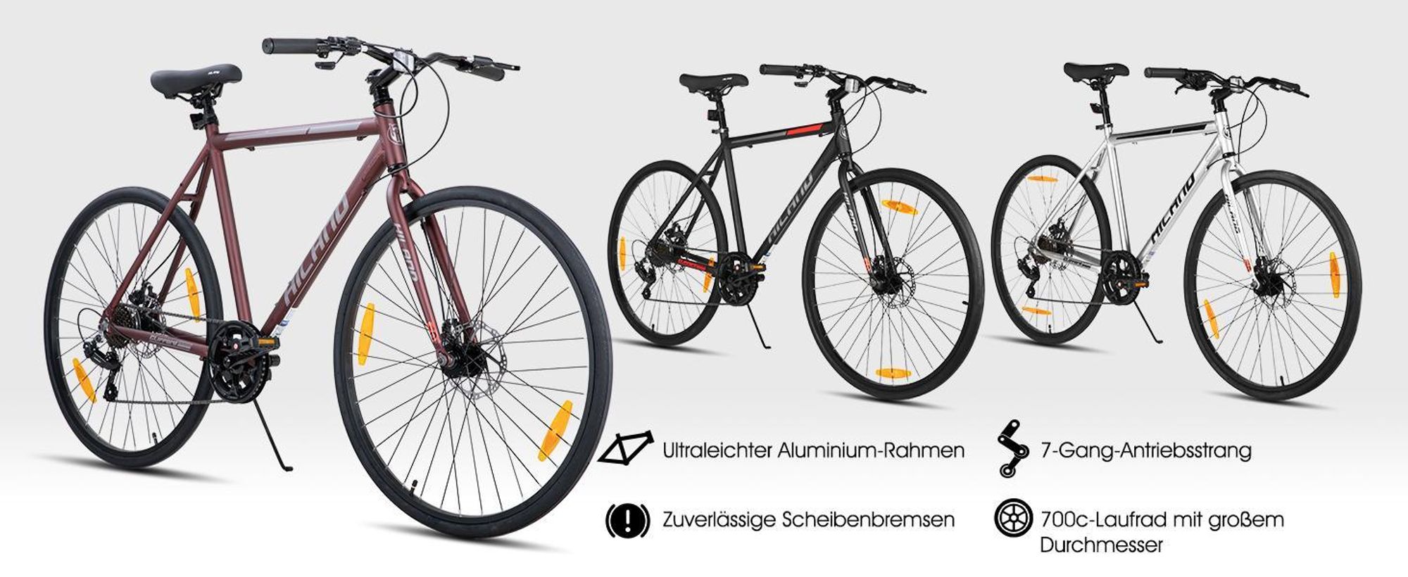 HILAND 700C Herren- und Damen-Rennrad, Rahmen aus Aluminiumlegierung, 7-Gang-Doppelscheibenbremsen, 28-Zoll-Leichtbau-Pendlerrad für Erwachsene