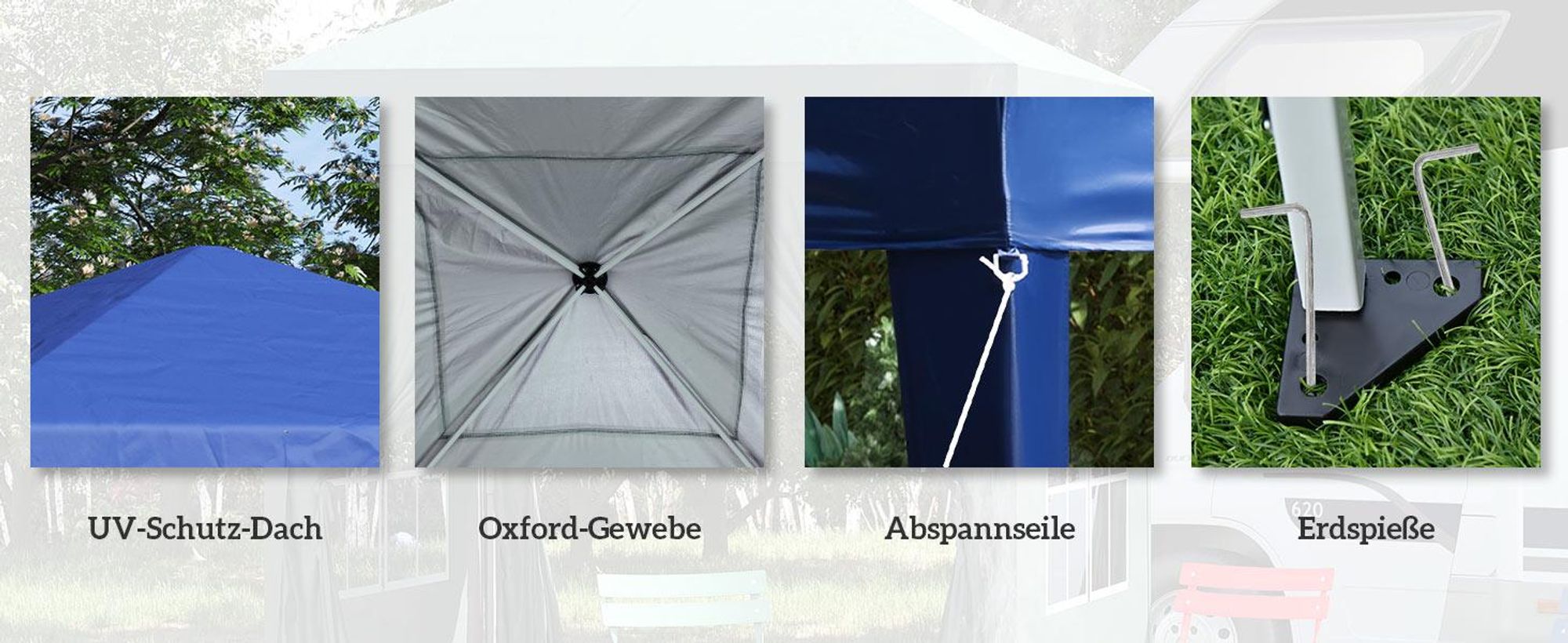 Outsunny Pavillon ca. 3x3m, wasserabweisend Stabil Winterfest Pop-up Faltpavillon, UV Schutz, Faltbar Partyzelt Gartenzelt mit Tasche, Gartenpavillon für Camping Garten, Blau
