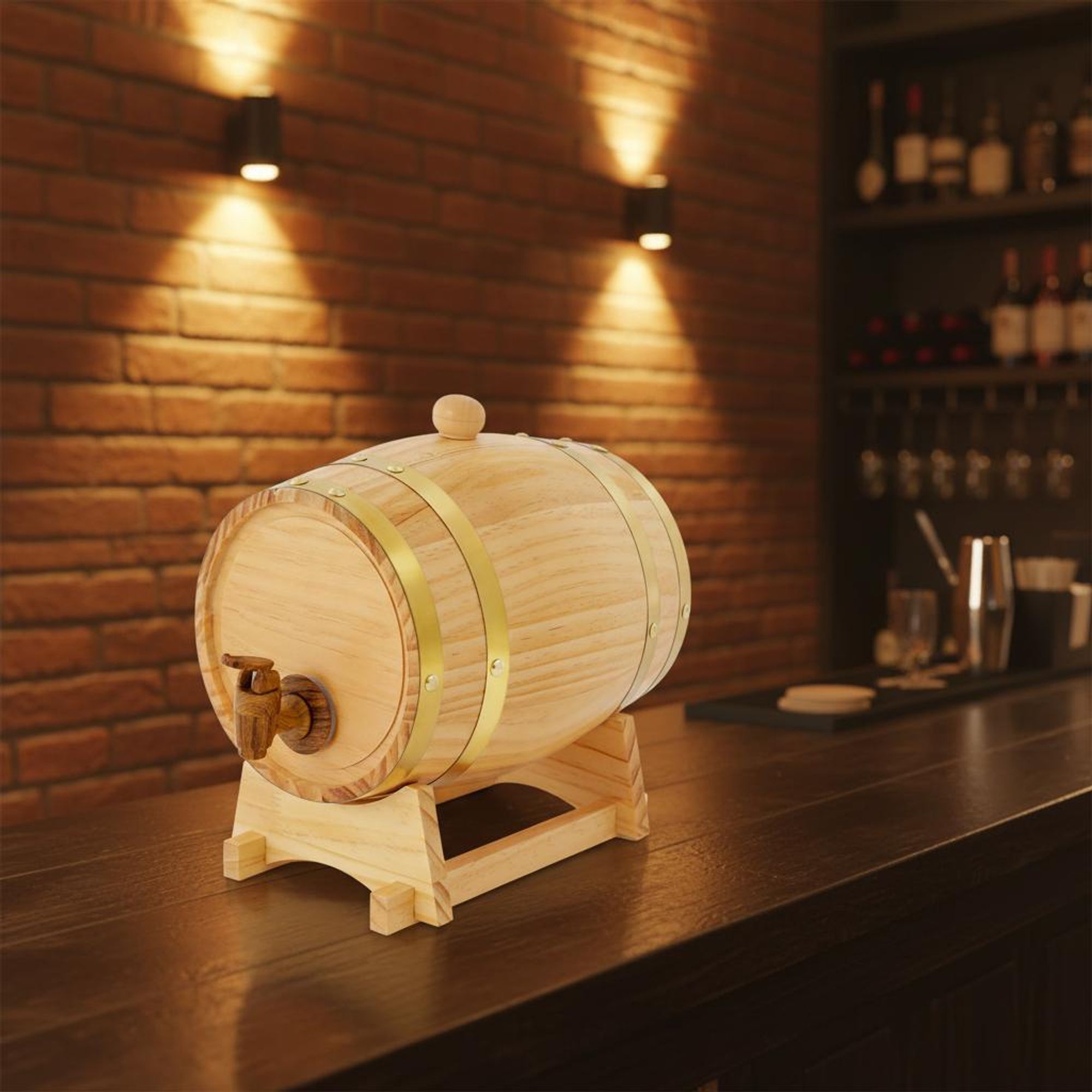 3L Weinfass, Weinfass mit Ständer, Holzfass für Whiskey und Wein für Privathaushalte, Hotels, Bars