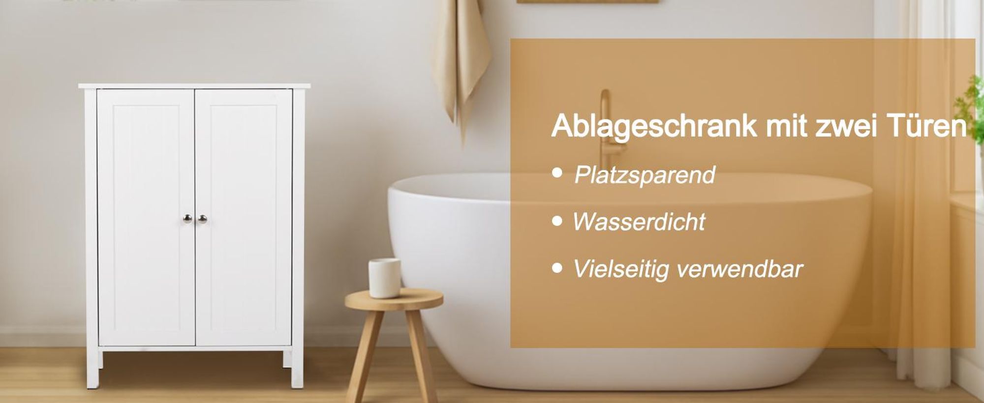FCH Badezimmerschrank Badschrank, mit 2 Türen, 60 x 30 x 80 cm, Weiß
