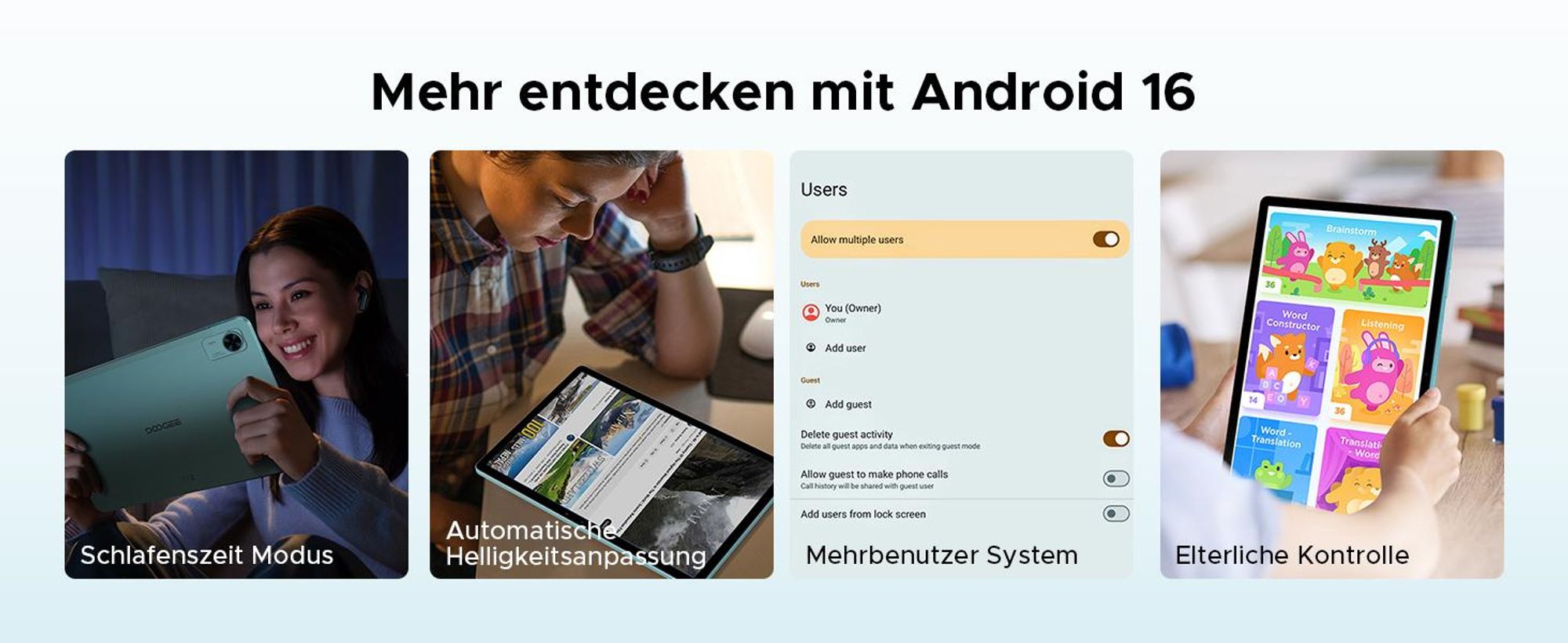 DOOGEE Tab E3+ - Tablet, Android 16, 12 Zoll, 48(8+40)GB+256GB(bis 2TB erweiterbar), 4G LTE, 90Hz,8800mAh/18W, Vier Trompeten