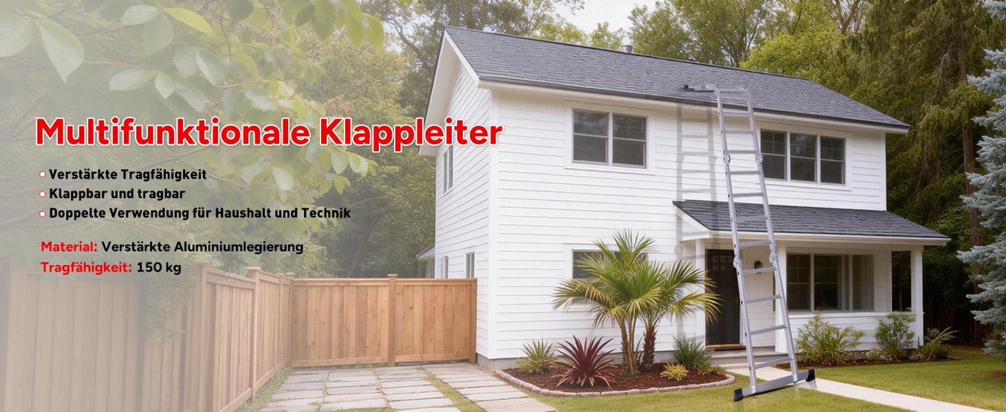OUTIGO Mehrzweckleiter Multifunktionsleiter Klappleiter Teleskopleiter A-Rahmenleiter 4x4 460cm Anlegeleiter Stehleiter Haushaltsleiter Aluleiter