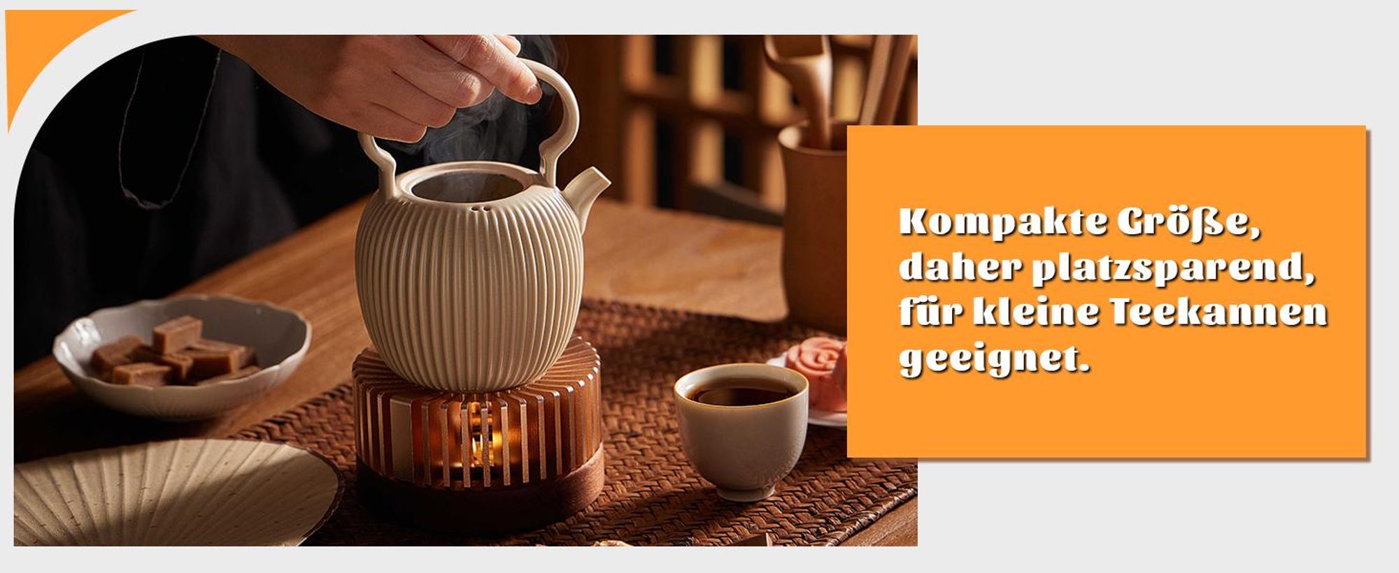 Stövchen, Teewärmer, Kaffeewärmer, aus Aluminium und Holz, für Teekanne, Teewärmer Geeignet zum Erhitzen von Tee Kaffee Milch