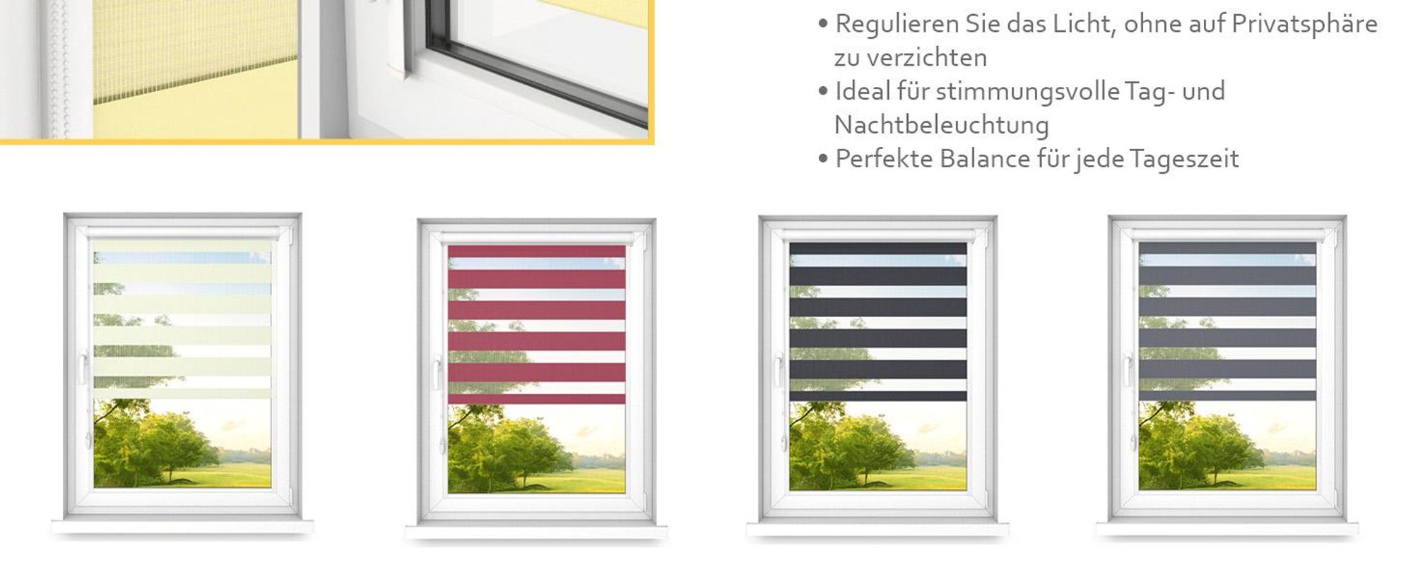 time4blinds - Doppelrollo ohne Bohren - Zebra Rollos für Fenster und Türen - Klassisch Weiß, 800x700, Rechts