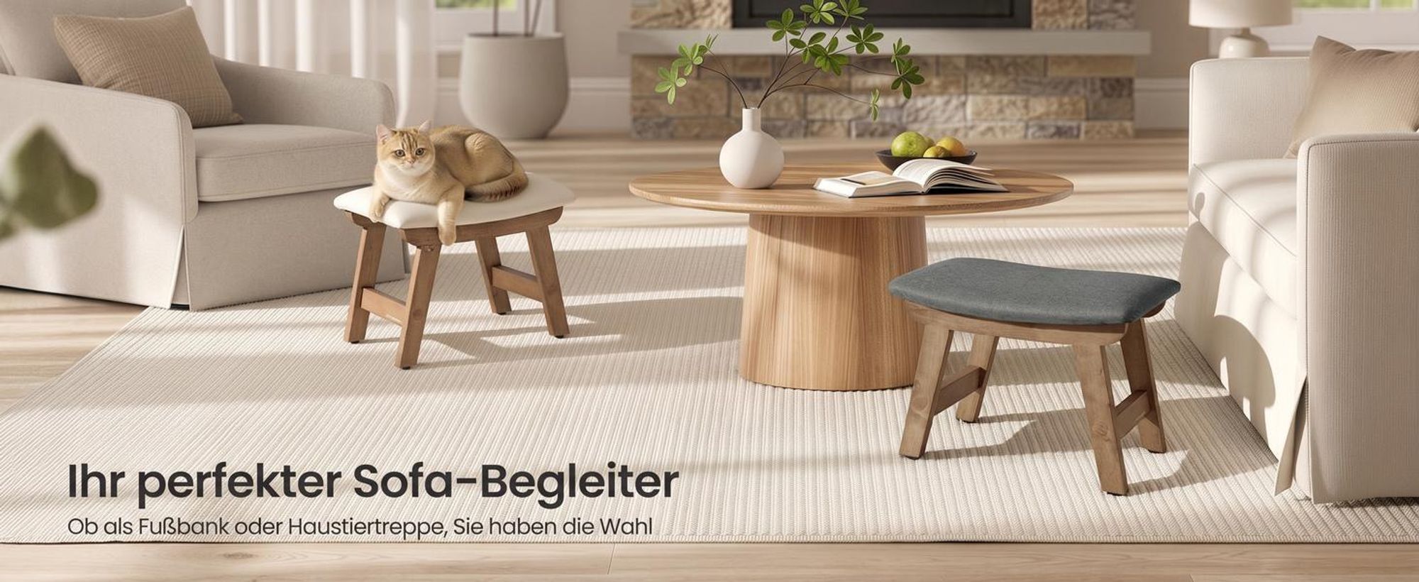 SONGMICS Sitzhocker Fußhocker Polsterhocker aus Holz 39,1 x 24,9 x 30 cm Grau