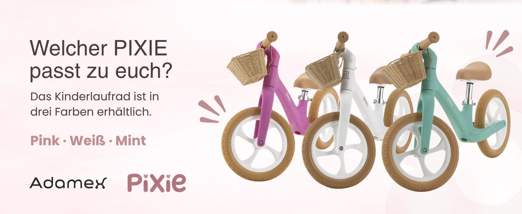 ADAMEX PIXIE Laufrad Kinder mit Retro-Design und drei Farbvarianten