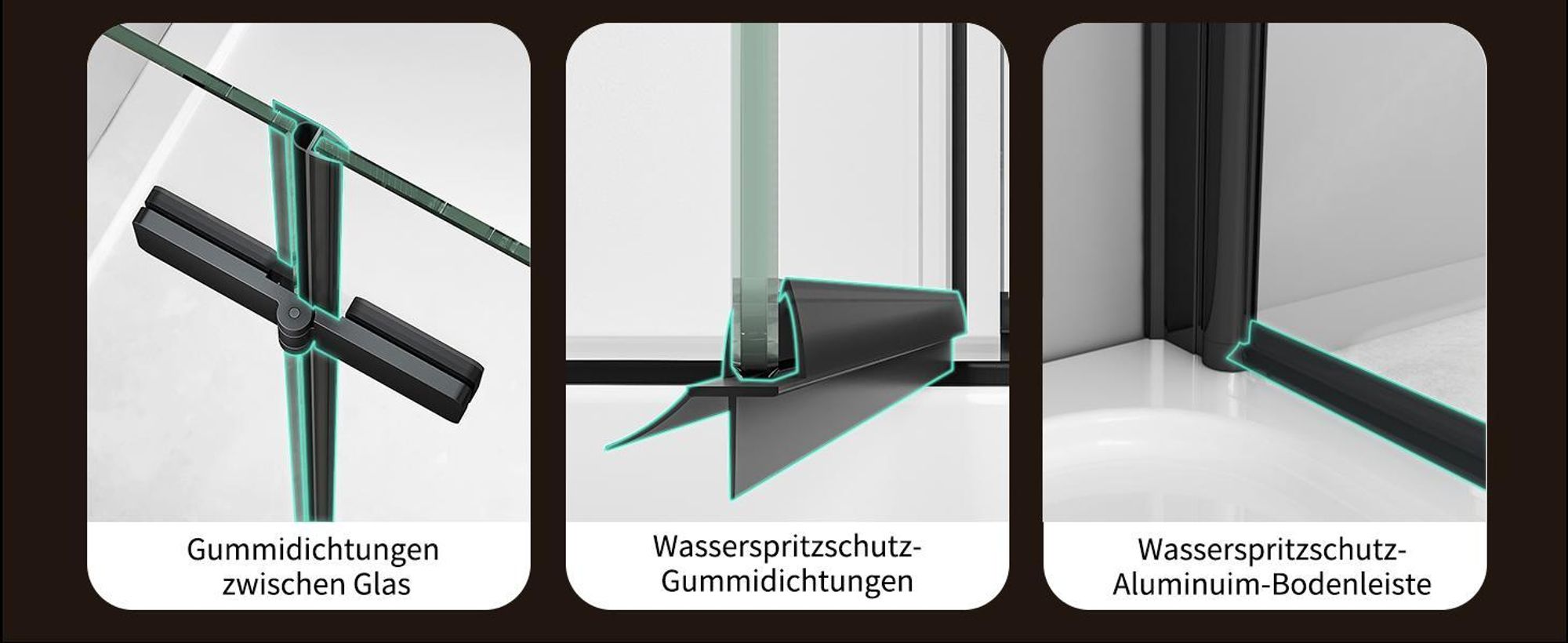 Schwarz Nischentür Dusche Falttür Duschtür 90x195cm Duschabtrennung Faltbar Duschkabine 6mm ESG NANO Glas Nischdusche Duschwand