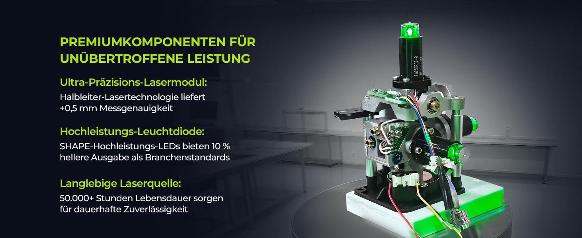 CIGMAN CM-S04 Kreuzlinienlaser 4x360° Grün mit App & LCD-Display