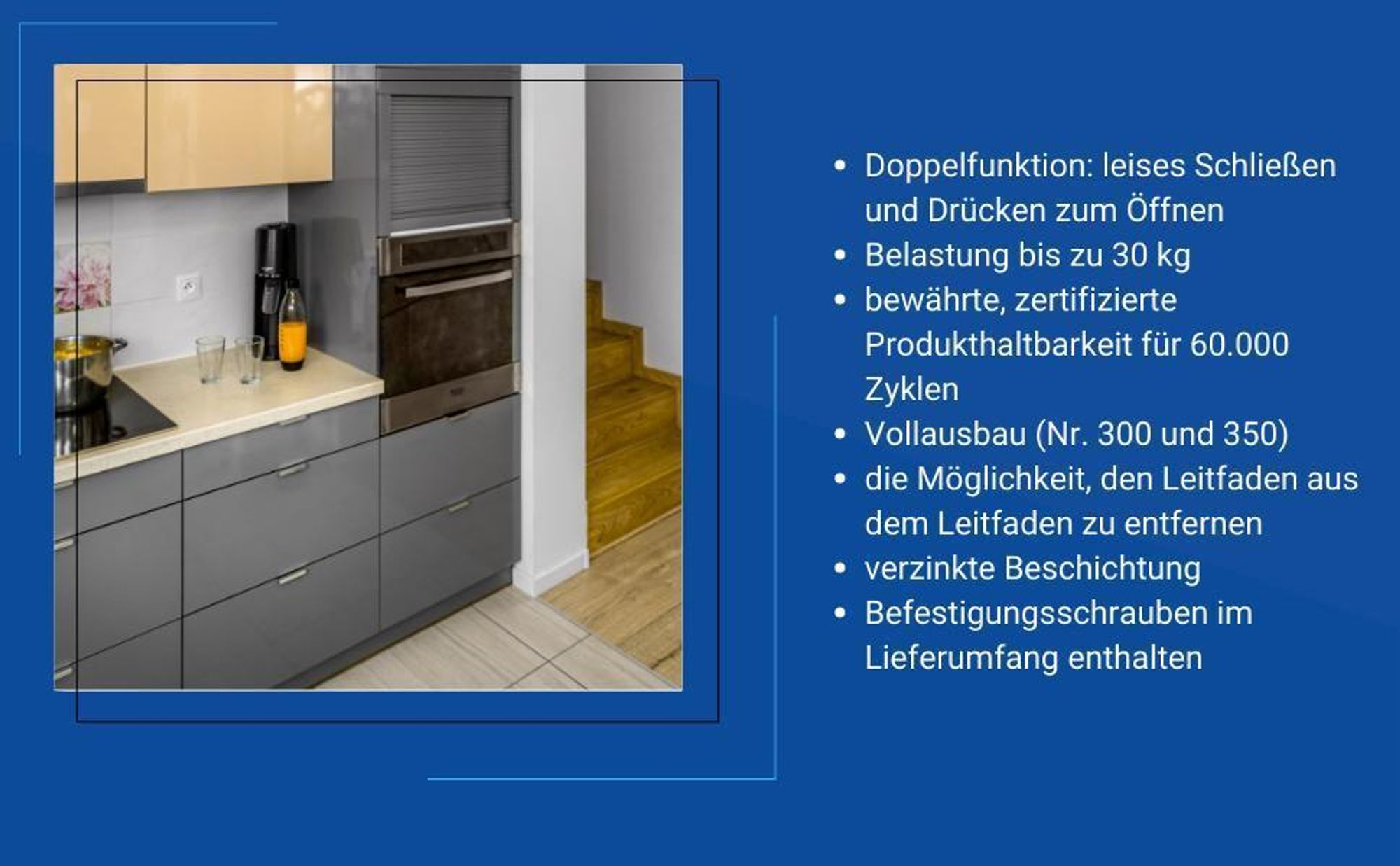 GTV Versalite Touch PRO Schubladenschienen Schubladenauszüge - 45 x 350 mm - Push-to-Open + Soft-Close Schienensystem - Teleskopschiene Kugelführung - Belastbar bis 30 Kg 1 Set= 2 Stück