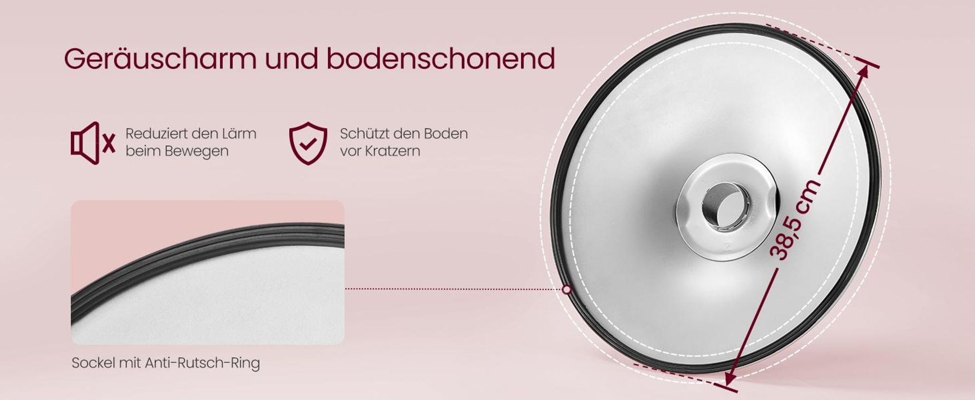 VASAGLE Schminkhocker Höhenverstellbarer Sitzhocker Rund 360° Drehbar ohne Lehne 38,5 x 38,5 x 44-56 cm Rosa