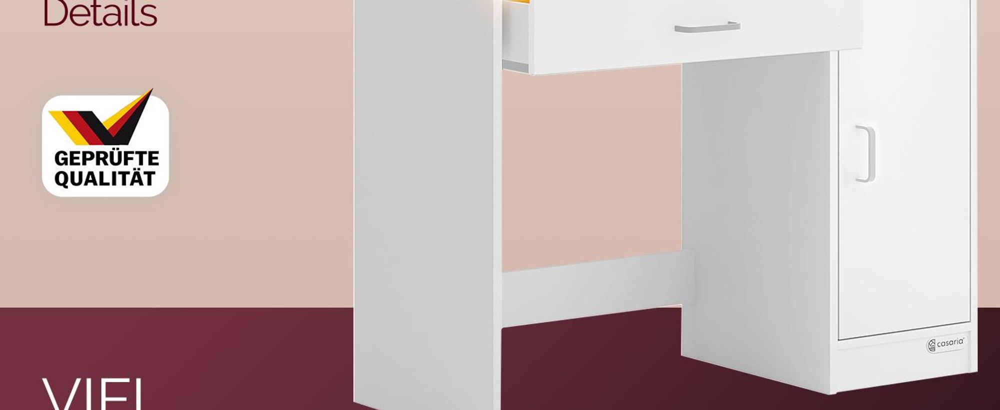 CASARIA Schminktisch mit Spiegel 90 x 40 cm